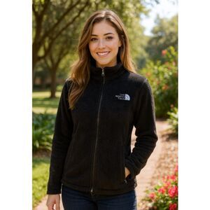 The North Face Black Fuzzy Fleece Osito Jacket Full Zip Womens Size SP